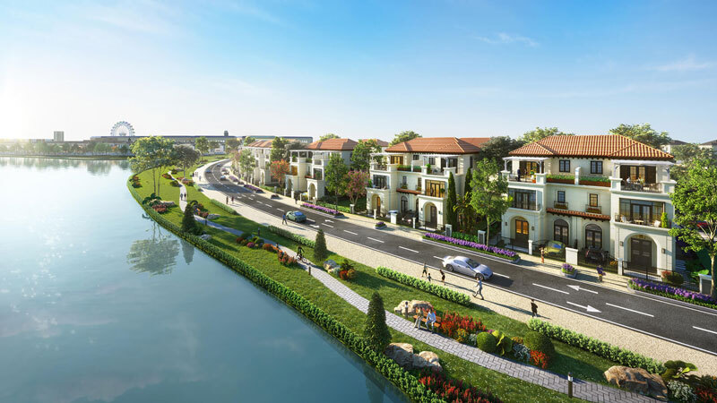 Phối cảnh khu biệt thự ven hồ tại tại khu đô thị Vĩ Cầm