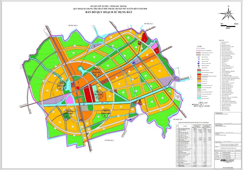 Bản đồ quy hoạch sử dụng đất thị trấn mới huyện Mỹ Xuyên