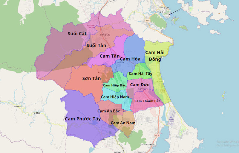 Bản đồ đơn vị hành chính huyện Cam Lâm