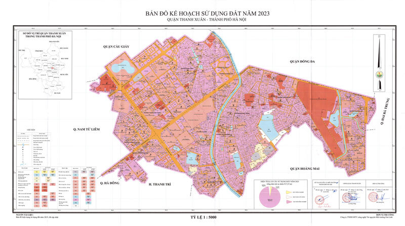 Bản đồ kế hoạch sử dụng đất Quận Thanh Xuân năm 2023