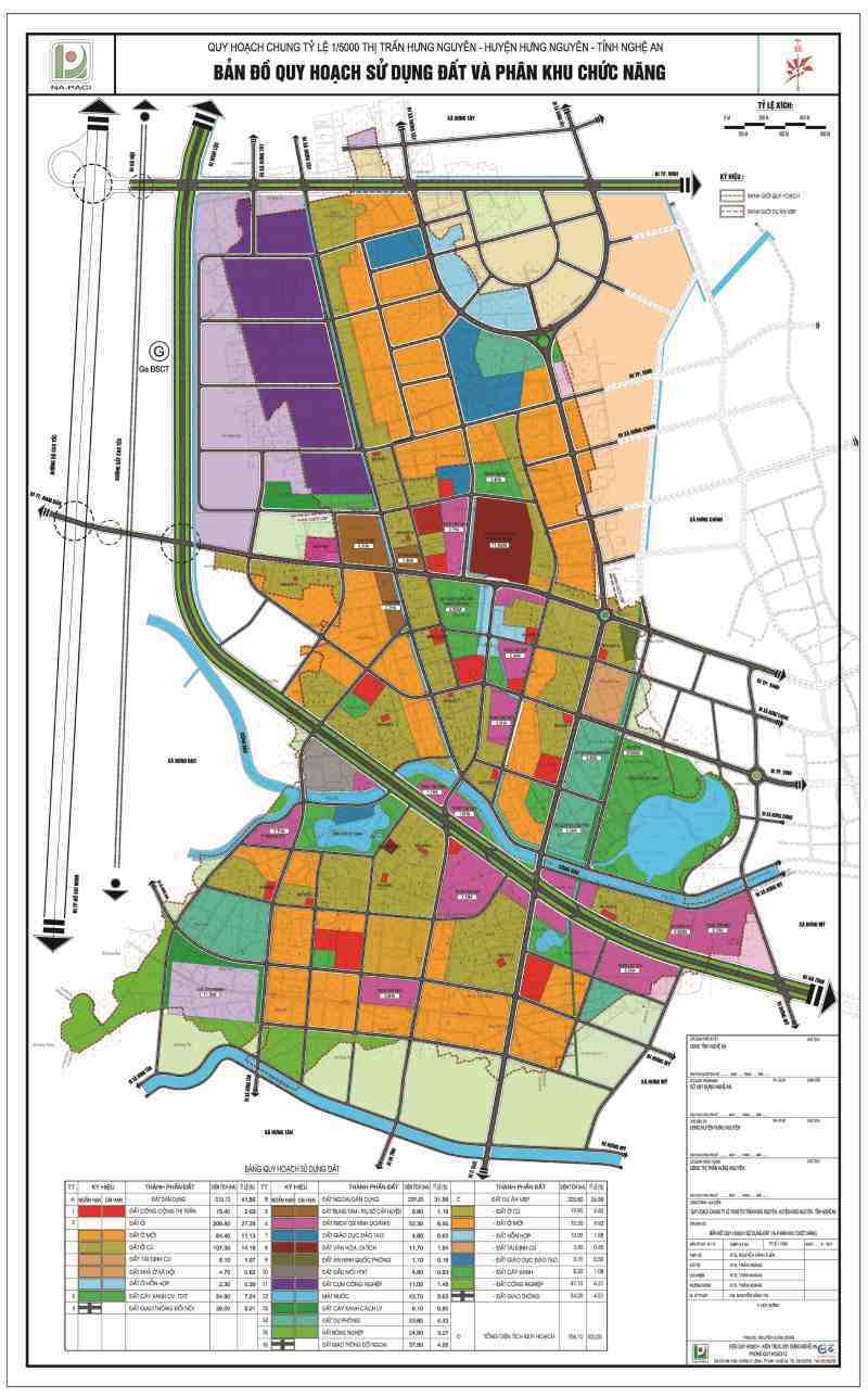 Bản vẽ quy hoạch sử dụng đất của Quy hoạch chung tỷ lệ 1/5000 thị trấn Hưng Nguyên, huyện Hưng Nguyên, tỉnh Nghệ An