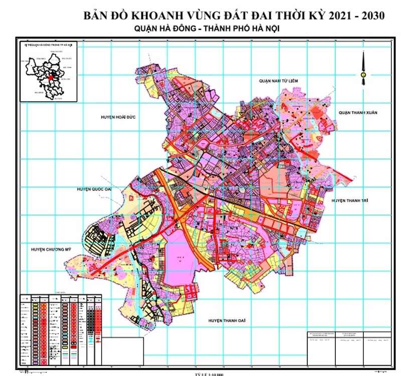 Bản đồ quy hoạch quận Hà Đông - Khoanh vùng đất đai thời kỳ 2021-2030