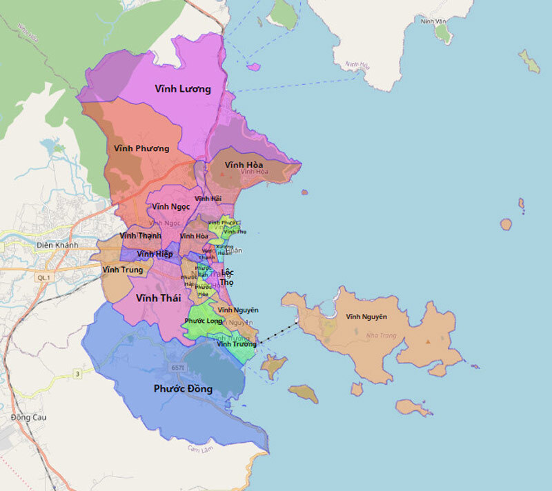 Bản đồ đơn vị hành chính thành phố Nha Trang