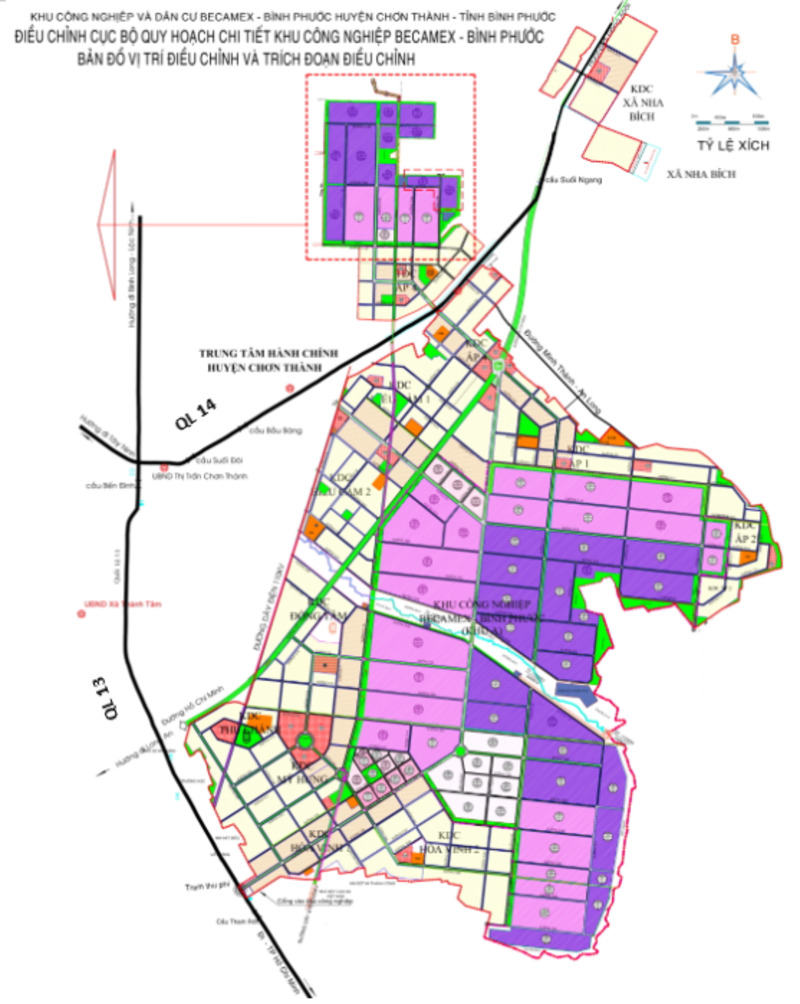 Bản đồ Quy hoạch chung KCN và dân cư Becamex Bình Phước, H. Chơn Thành, T. Bình Phước