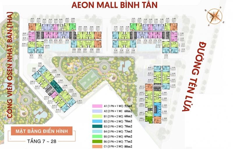 Mặt bằng tầng 7 - 28 thuộc dự án AIO City Bình Tân