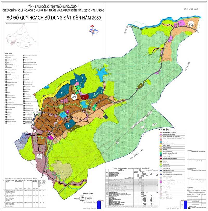 Bản đồ sử dụng đất Quy hoạch chung xây dựng TT Mađaguôi, T. Lâm Đồng đến 2030