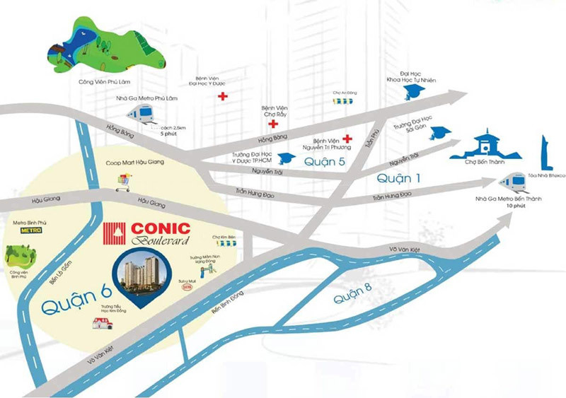 Vị trí dự án Conic Boulevard Bình Chánh