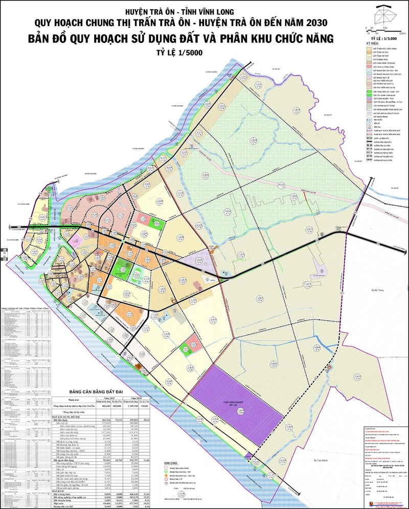 Bản đồ quy hoạch sử dụng đất thị trấn Trà Ôn, huyện Trà Ôn