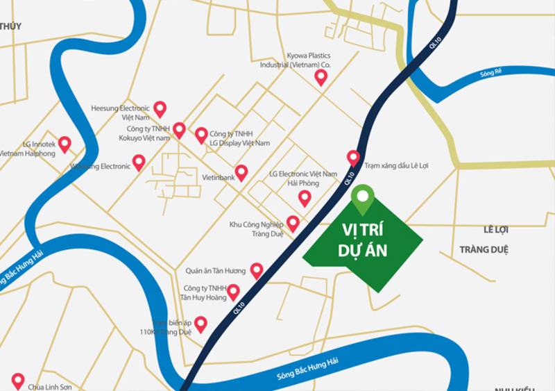 Vị trí dự án Evergreen Tràng Duệ