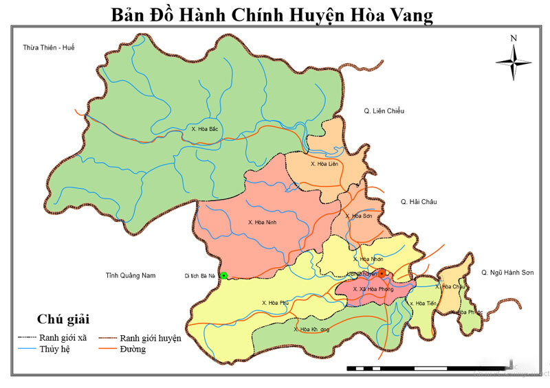 Bản đồ đơn vị hành chính huyện Hòa Vang