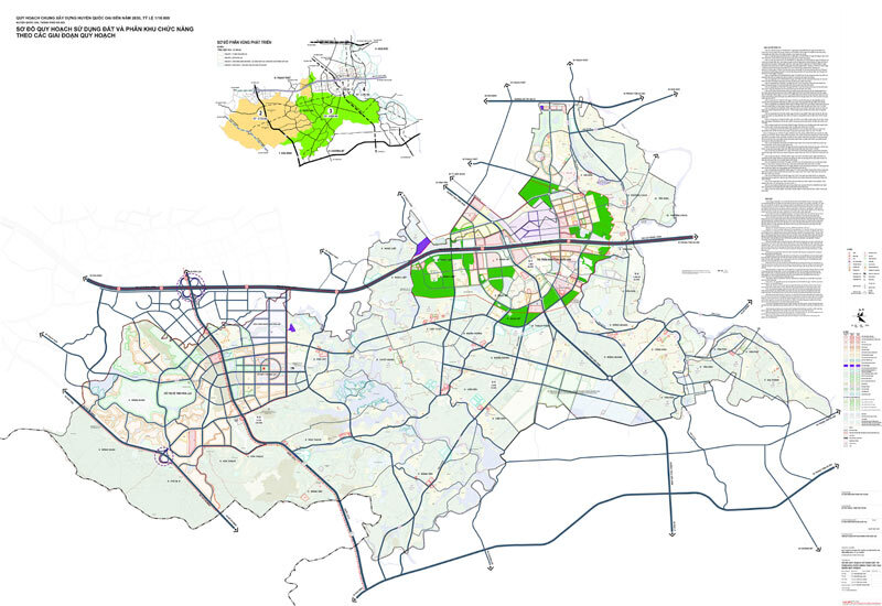 Sơ đồ quy hoạch sử dụng đất và phân khu chức năng theo bản đồ quy hoạch huyện Quốc Oai