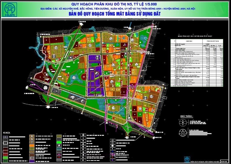 Hồ sơ quy hoạch tổng mặt bằng sử dụng đất phân khu đô thị N5
