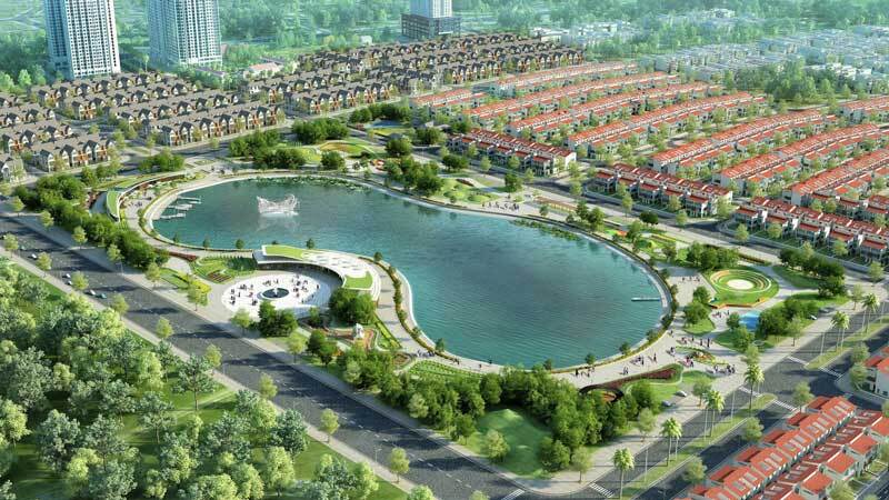 Phối cảnh hồ nước tại The Charm An Hưng