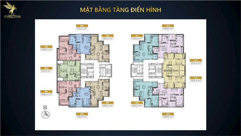 Mặt bằng tầng điển hình tại Sunshine Center Phạm Hùng