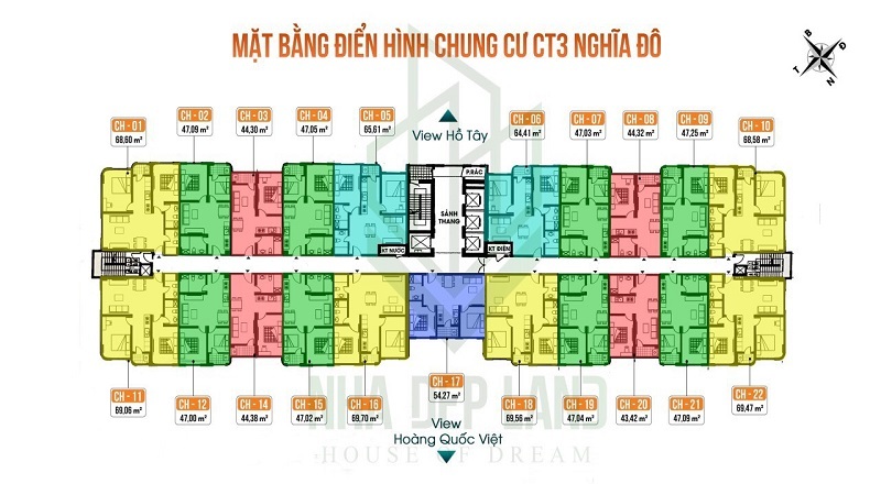 Mặt bằng điển hình chung cư CT3 Nghĩa Đô
