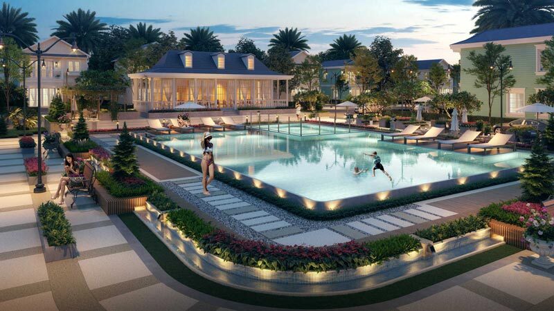Hồ bơi tràn bờ rộng 2000m2 tiện ích nội khu tại Lagi New City