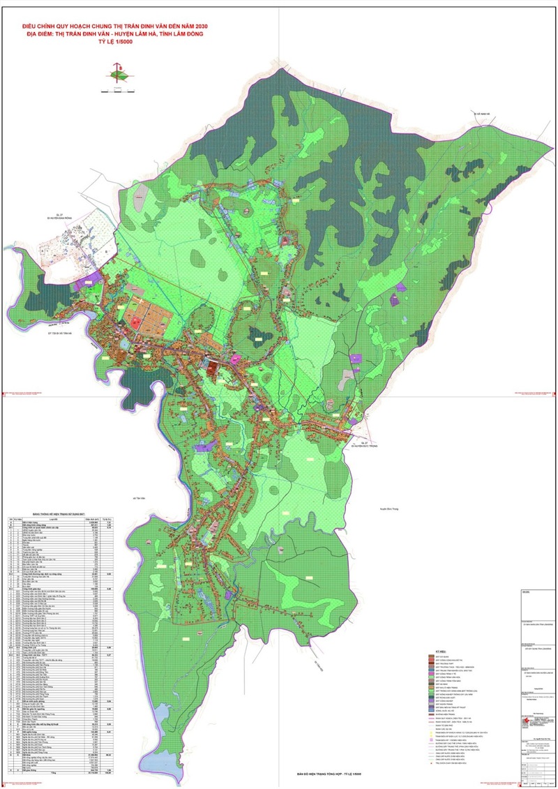 Bản vẽ hiện trạng quy hoạch chung thị trấn Đinh Văn, huyện Lâm Hà, tỉnh Lâm Đồng đến năm 2030