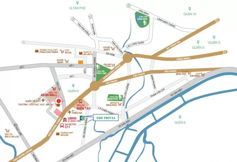Vị trí dự án The Privia Bình Tân